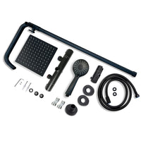 AICA Colonna doccia a ponte con soffione quadrato 20x20cm, sistema doccia con miscelatore, nero opaco