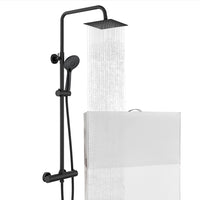 Colonna doccia con miscelatore termostatico, doccino rotondo 230x108mm con 3 modalità di getti, nero