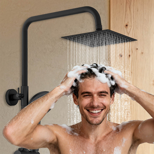 Colonna doccia con miscelatore termostatico, doccino rotondo 230x108mm con 3 modalità di getti, nero