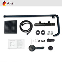 Colonna doccia con miscelatore termostatico, doccino rotondo 230x108mm con 3 modalità di getti, nero