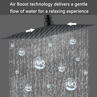 AICA Colonna doccia a ponte con soffione quadrato 20x20cm, sistema doccia con miscelatore, nero opaco