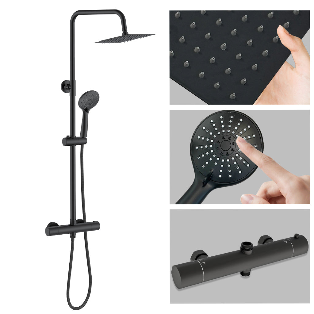 Colonna Doccia Idromassaggio AICA ITALY Colonne Doccia con Miscelatore Termostatico, Nero