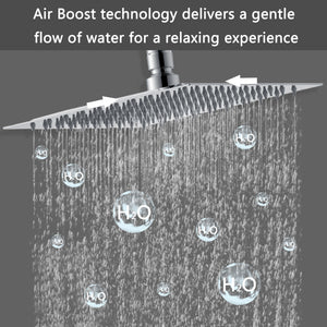 AICA Colonna doccia a ponte con soffione quadrato 20x20cm, sistema doccia con miscelatore, cromato lucido