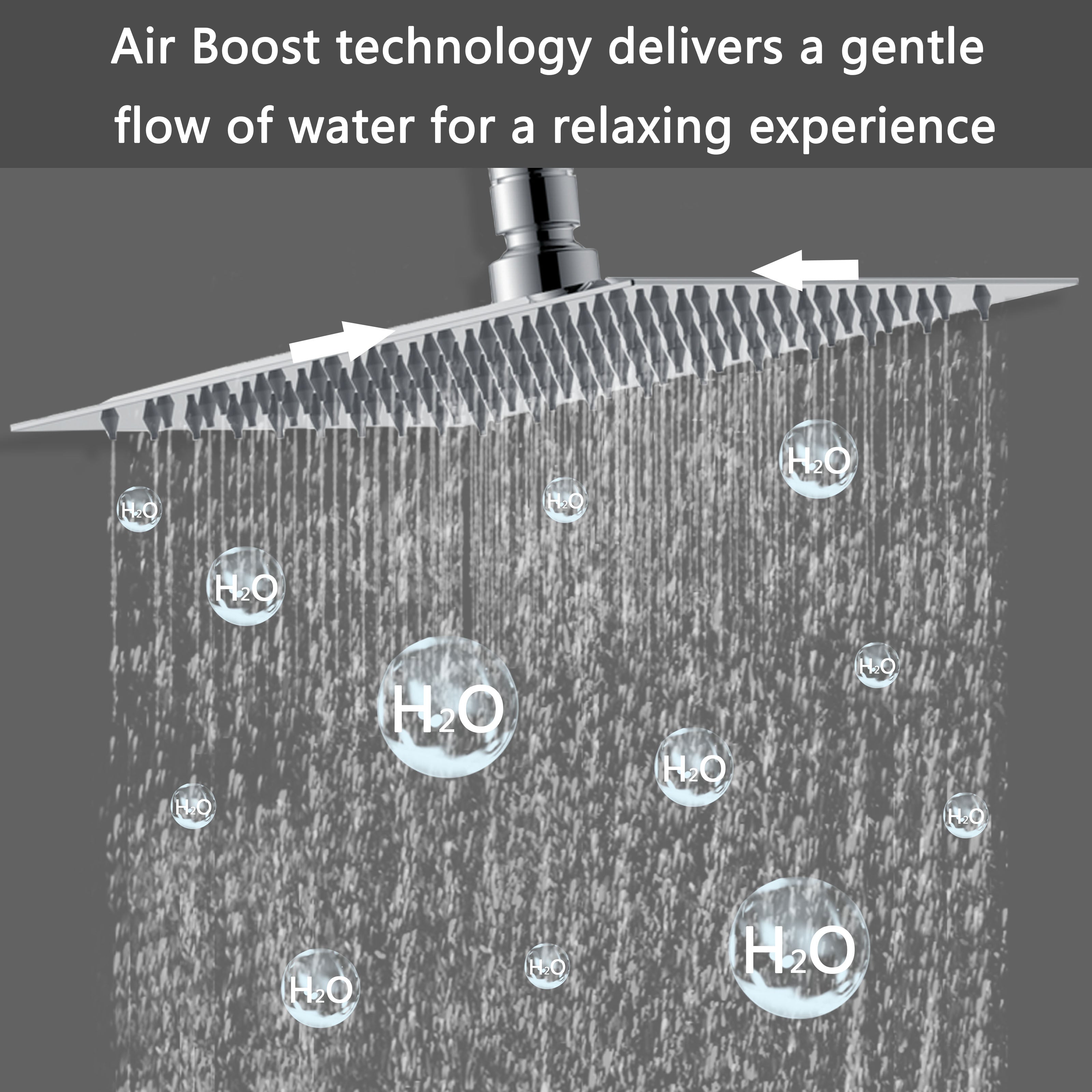 AICA Colonna doccia a ponte con soffione quadrato 20x20cm, sistema doccia con miscelatore, cromato lucido