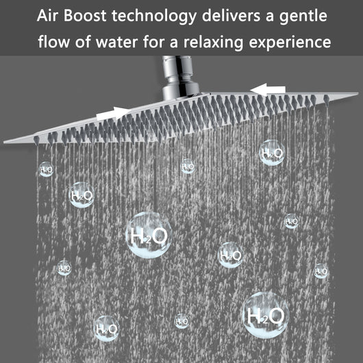 AICA Colonna doccia a ponte con soffione quadrato 20x20cm, sistema doccia con miscelatore, cromato lucido