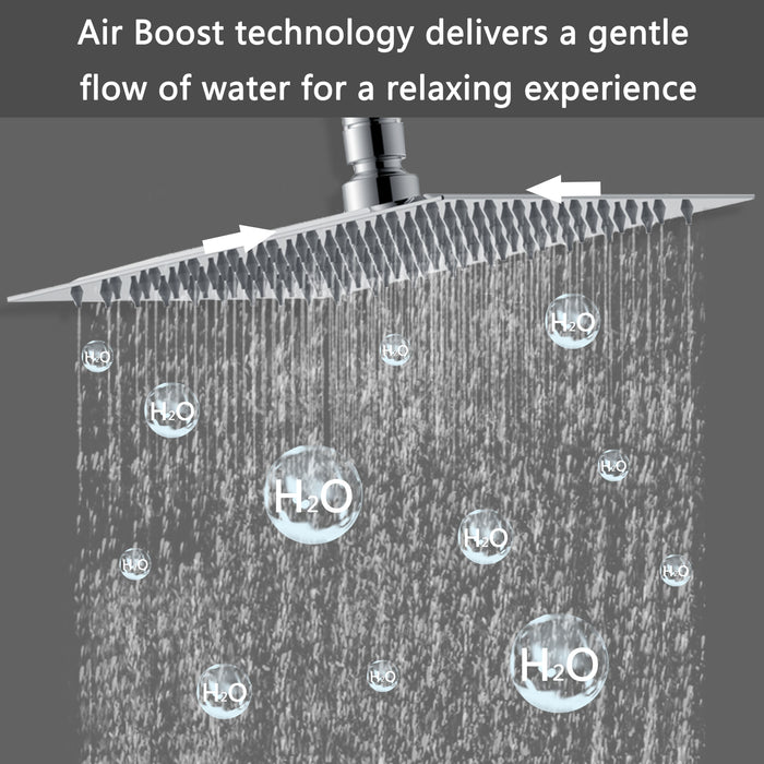 AICA Colonna doccia a ponte con soffione quadrato 20x20cm, sistema doccia con miscelatore, cromato lucido