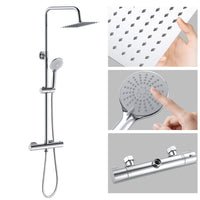 AICA Colonna doccia idromassaggio con doccetta a 3 getti, miscelatore doccia termostatico con rubinetto rotondo, cromo