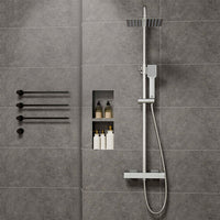 Colonne doccia cromo, soffione doccia quadrato 20x20cm acciaio inox, saliscendi doccia tondo regolabile 75-125cm