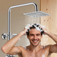 Colonna doccia con miscelatore termostatico, saliscendi doccia tondo regolabile 75-125cm, cromo