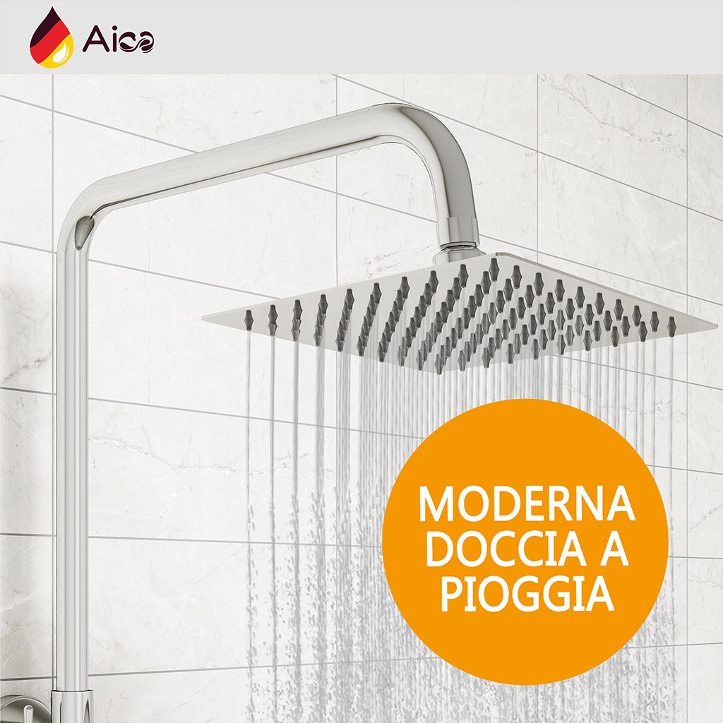 Colonna doccia con miscelatore termostatico, saliscendi doccia tondo regolabile 75-125cm, cromo