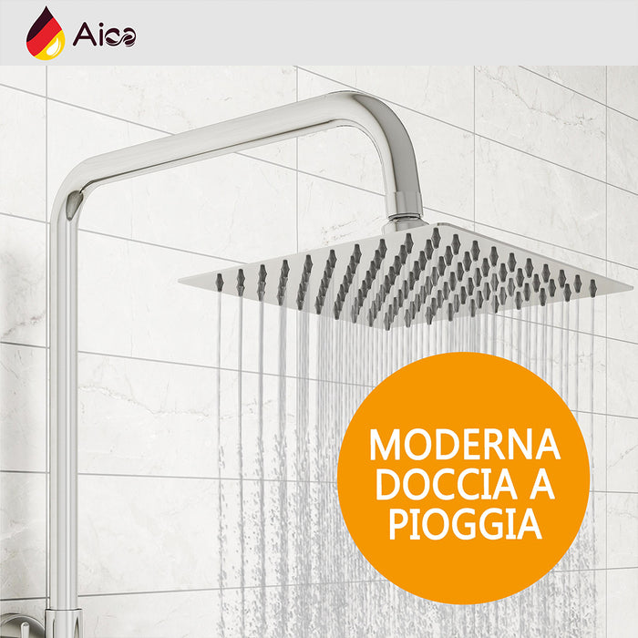 Colonna doccia con miscelatore termostatico, saliscendi doccia tondo regolabile 75-125cm, cromo