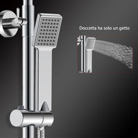 Colonne doccia cromo, soffione doccia quadrato 20x20cm acciaio inox, saliscendi doccia tondo regolabile 75-125cm