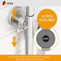 Colonna doccia con miscelatore termostatico, saliscendi doccia tondo regolabile 75-125cm, cromo