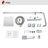 Colonna doccia con miscelatore termostatico, saliscendi doccia tondo regolabile 75-125cm, cromo