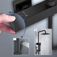 colonna doccia rotonda completo di miscelatore termostatico rettangolo, soffione quadrato 20x20cm, nero