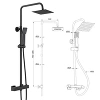 Colonna doccia con miscelatore termostatico, saliscendi doccia tondo regolabile 75-125cm, nero