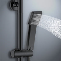 colonna doccia rotonda completo di miscelatore termostatico rettangolo, soffione quadrato 20x20cm, nero