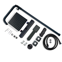 AICA Colonna Doccia con Miscelatore Termostatico, Rubinetto Doccia 28x4cm, Soffione Doccia in Acciaio Inox 20x20cm Nero