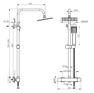 Kit Doccia con Soffione 20x20cm in Acciaio Inox e Cool-touch rubinetto, Miscelatore Termostatico Doccia Antiscotto, Nero
