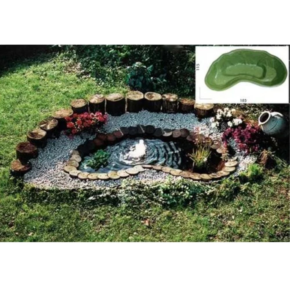 Laghetto da giardino verde litri 270 dimensioni 185x115xh36 cm