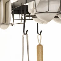 Asciugatrice A Piatti A 2 Livelli Supporto Per Coltelli Per Tagliere 93 x 30 x 52.5 cm Acciaio Nero