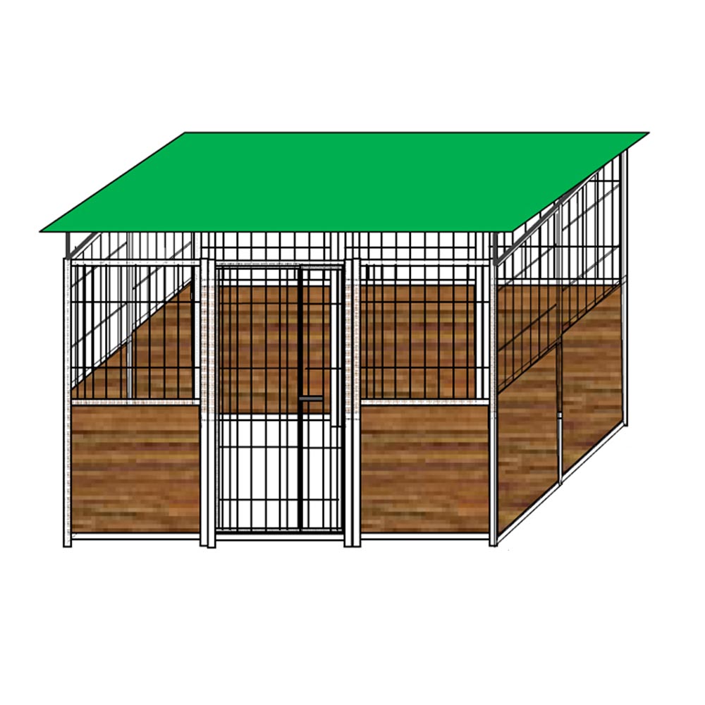Recinto per cani da 3x2 metri coperto con pannelli mezzo legno e mezzo rete zincatura a caldo
