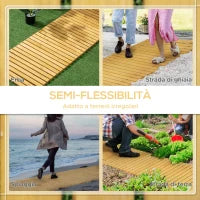 Passerella per Giardino a Doghe Arrotolabili e Semi Flessibile, in Legno di Abete, 185x60 cm, Giallo