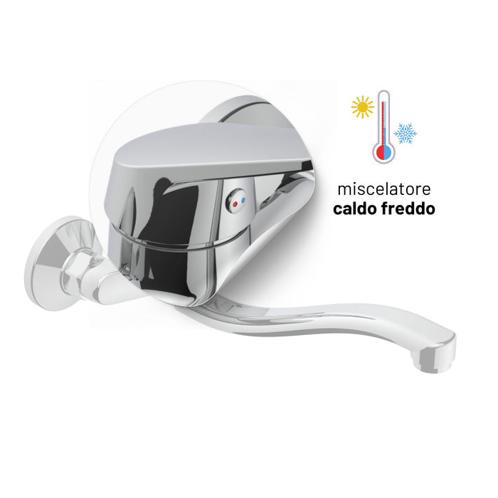 Miscelatore a muro milano plus in ottone lavello cucina con erogazione orientabile *** confezione 1