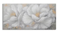 Dipinto Su Tela White/Gold Flower Cm 140X3,7X70