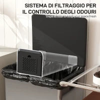 Pattumiera a Pedale con 2 Scomparti da 30L, Coperchio Ammortizzato e Secchi Rimovibili, Acciaio Inox, Argento