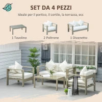 Set giardino 4 pezzi con Divanetto 2 Poltrone e Tavolino con Cuscini Sfoderabili Oro