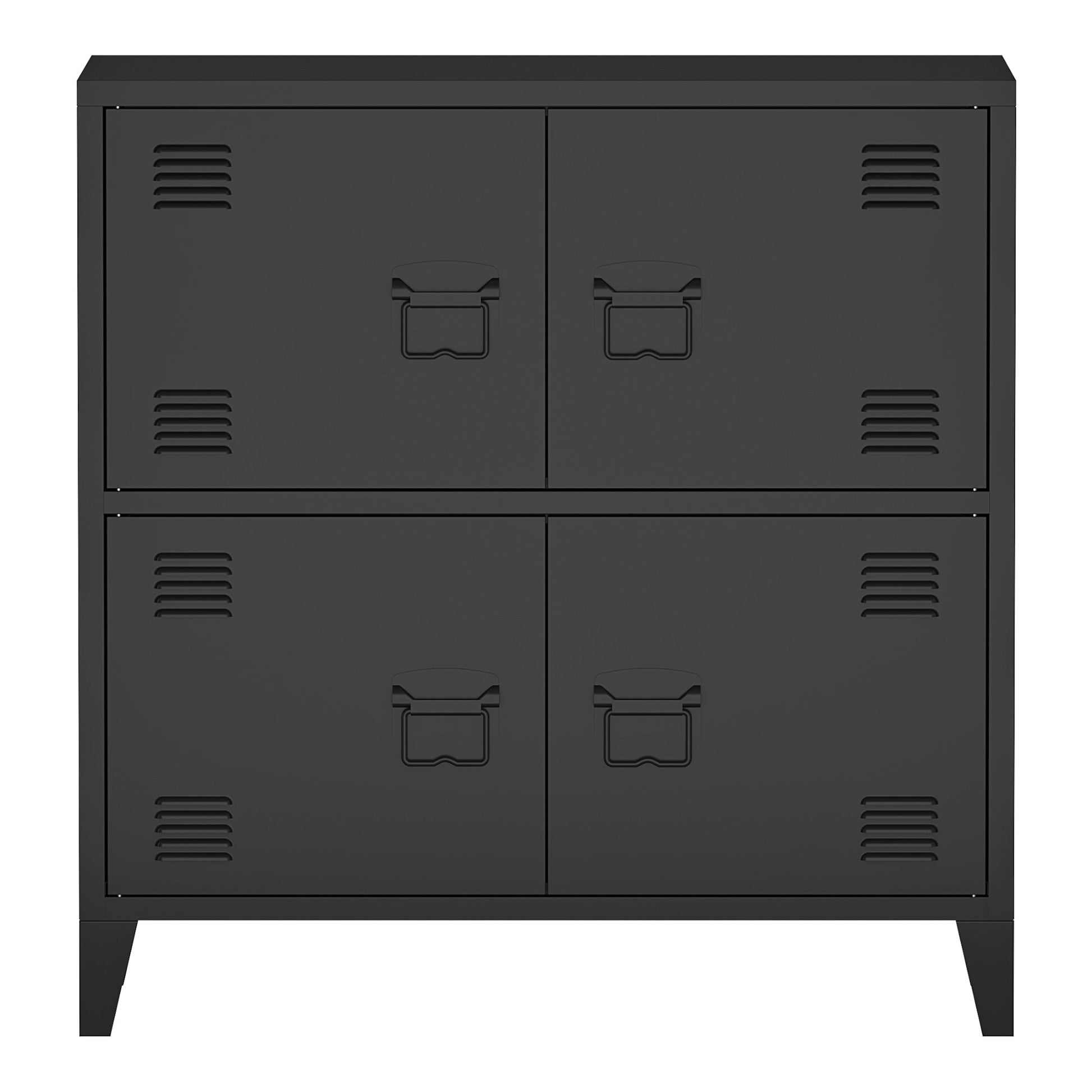 Armadio da ufficio armadietto da ufficio mobiletto per soggiorno ufficio camera da letto officina in metallo con 4 ante in acciaio 82 x 80 x 40 cm nero 03_0006327