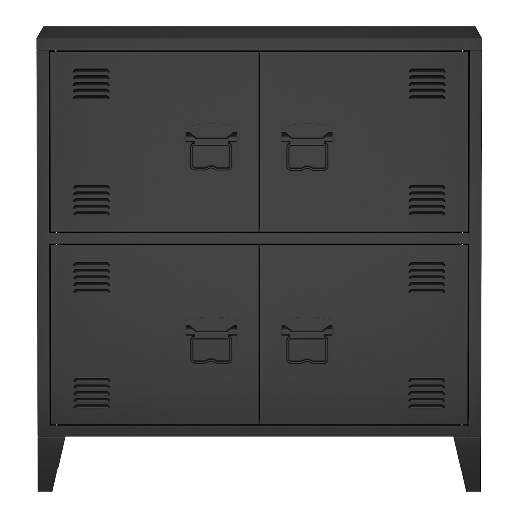 Armadio da ufficio armadietto da ufficio mobiletto per soggiorno ufficio camera da letto officina in metallo con 4 ante in acciaio 82 x 80 x 40 cm nero 03_0006327