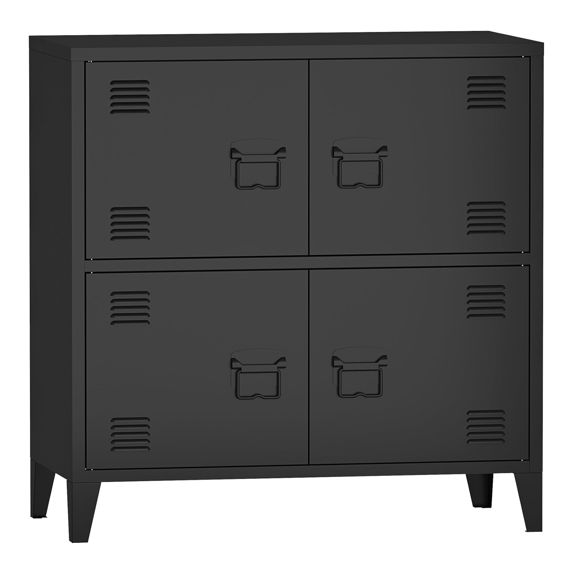 Armadio da ufficio armadietto da ufficio mobiletto per soggiorno ufficio camera da letto officina in metallo con 4 ante in acciaio 82 x 80 x 40 cm nero 03_0006327