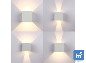 Lampada 12W da parete a LED con Angolo di Illuminazione Regolabile Applique per Esterni Interni COB Quadrato 10CM Bianco Luce bianco caldo 3000K [Classe di efficienza energetica A+]