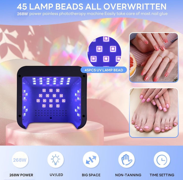 Lampada 268W 45 Led UV Led Fornetto Ricostruzione Unghie Manicure Nail SUN-L5