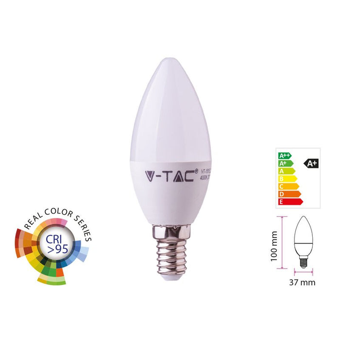 Lampada A Led E14 CRI 95 C37 5,5W 470LM Neutro 4000K Forma Goccia Oliva Candela SKU-7495