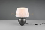 Lampada ABBY ceramica nichel anticato paralume bianco R50601901