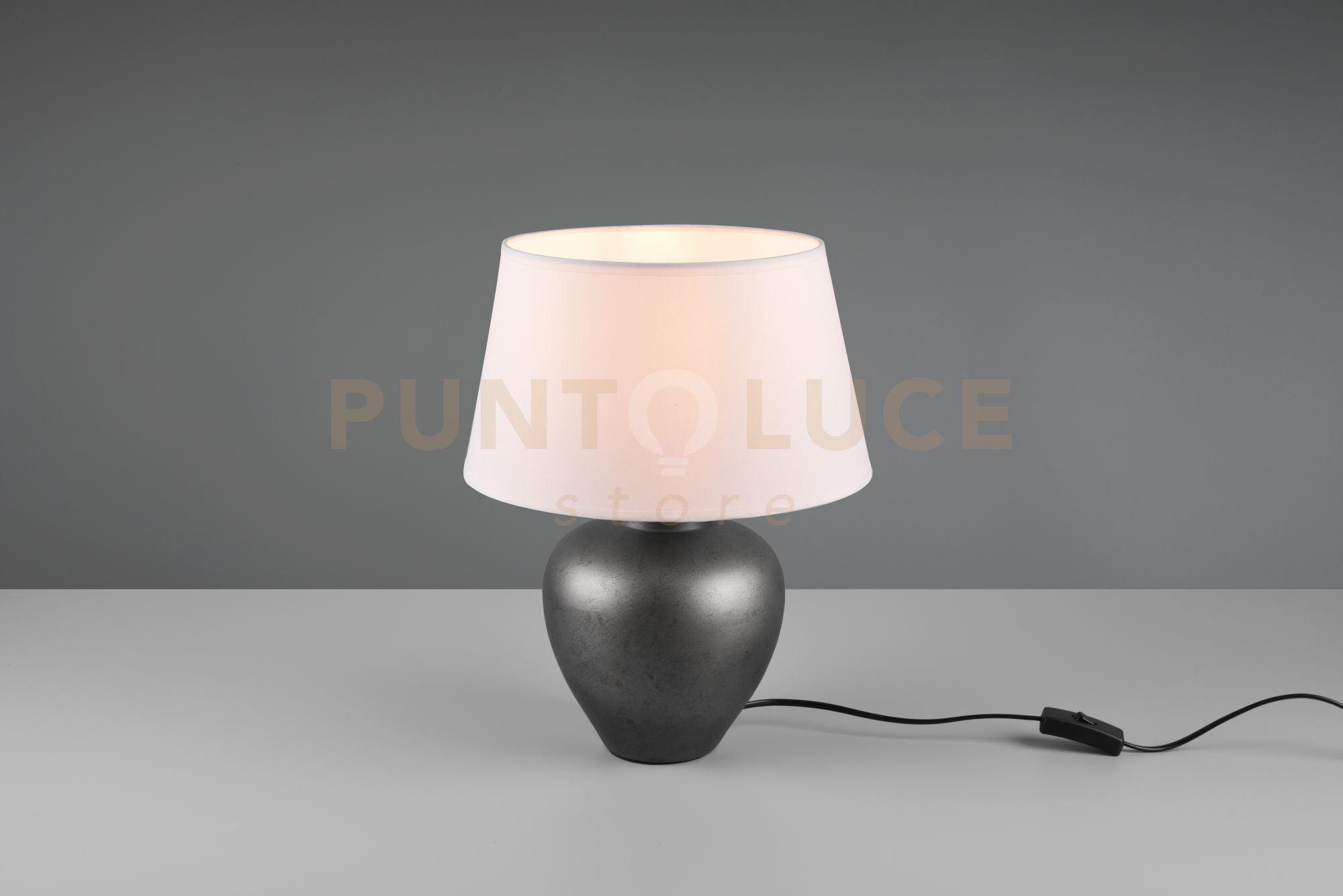 Lampada ABBY ceramica nichel anticato paralume bianco R50601901