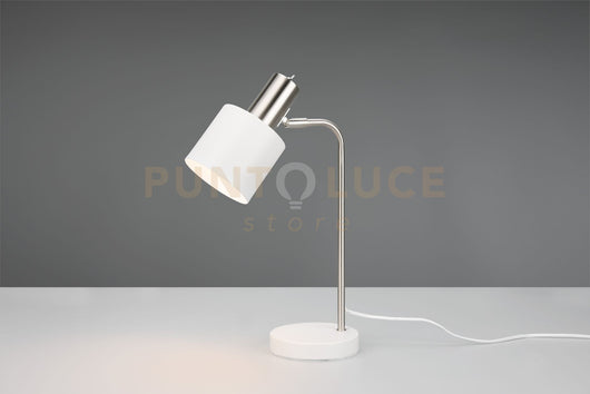 Lampada ADAM H.42cm metallo acciaio satinato e bianco R51041031