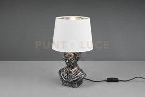 Lampada ALBERT metallo argento anticapto con paralume bianco R50311088
