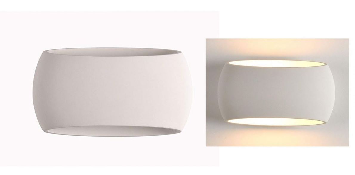 Lampada Applique Gesso Interno Rettangolo Bianco Doppia Fascio di Luce