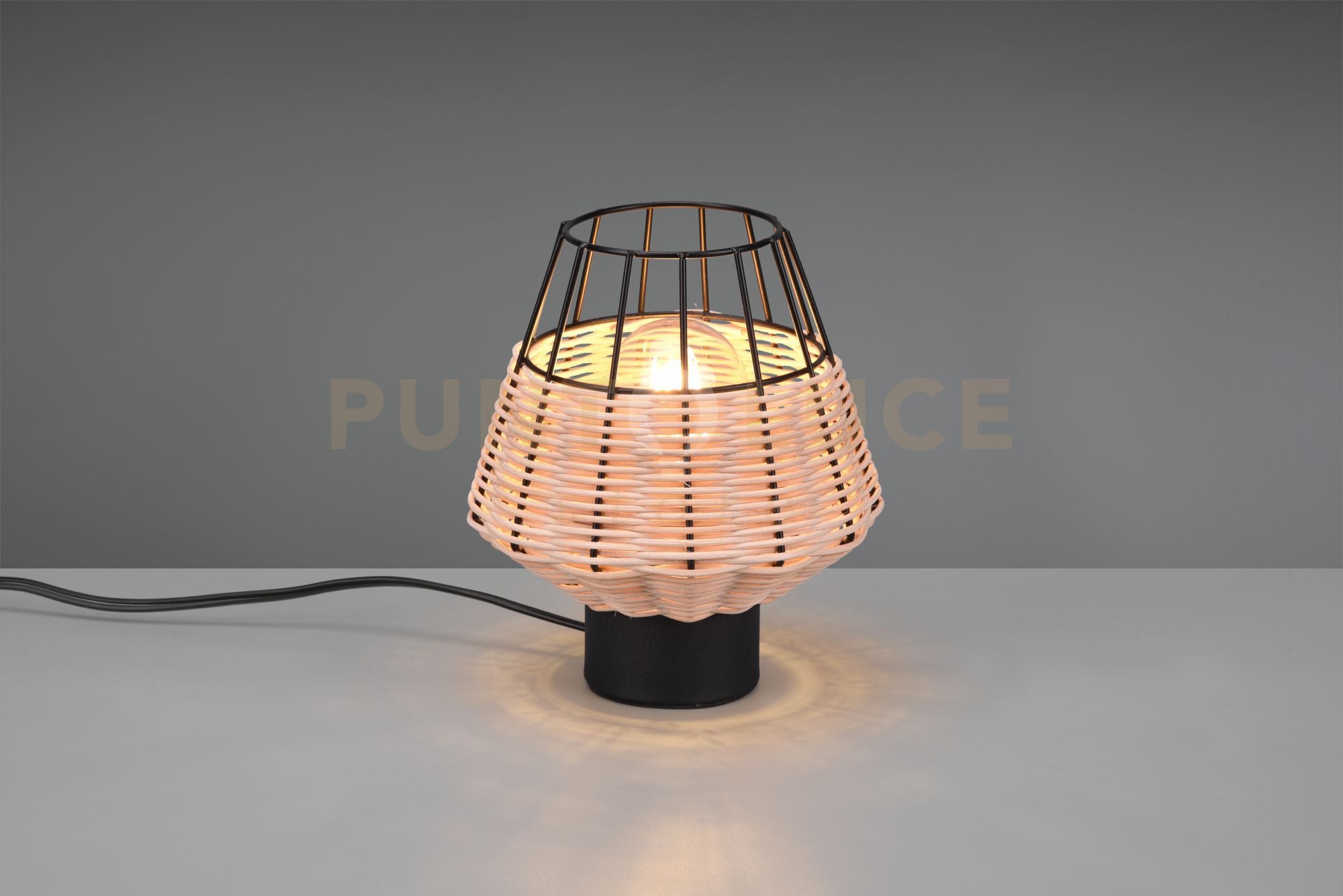 BORKA LAMPADA DA TAVOLO IN RATTAN COLORE NATURALE H. 20CM 1 LUCE ATTACCO E27