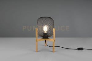 Lampada CALIMERO diffusore rete con struttura in legno naturale metallo nero R50561032