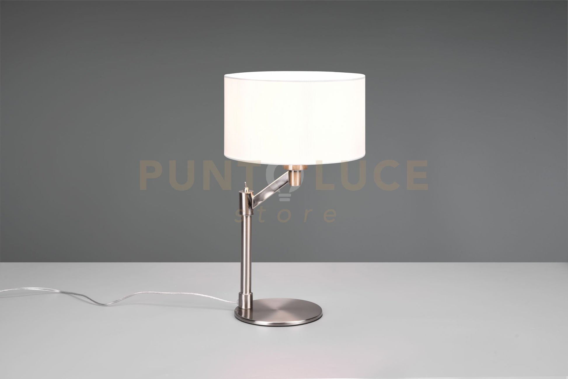 Lampada CASSIO H.48cm con paralume bianco e metallo acciaio 514400107
