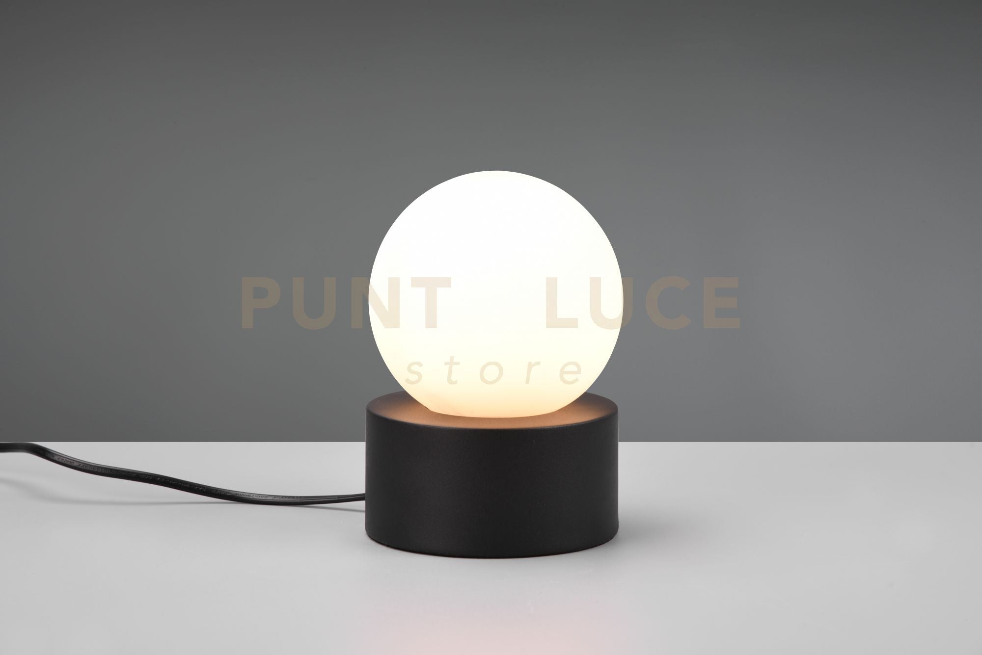 COUNTESS LAMPADA DA TAVOLO BASE IN METALLO NERO CON VETRO BIANCO ACCENSIONE TOUCH H. 17CM 1 LUCE ATTACCO E14