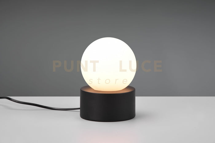 COUNTESS LAMPADA DA TAVOLO BASE IN METALLO NERO CON VETRO BIANCO ACCENSIONE TOUCH H. 17CM 1 LUCE ATTACCO E14