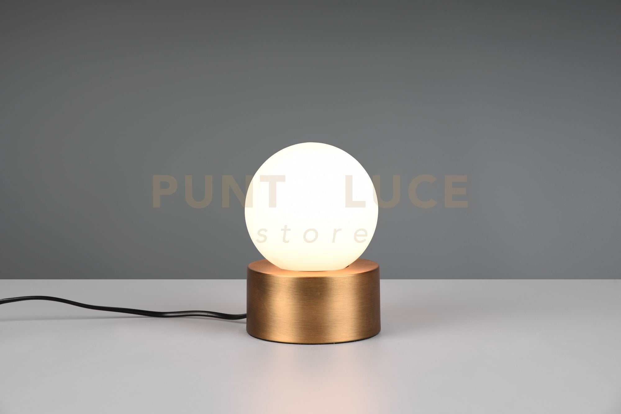 COUNTESS LAMPADA DA TAVOLO BASE IN METALLO OTTONE ANTICATO CON VETRO BIANCO ACCENSIONE TOUCH H. 17CM  1 LUCE ATTACCO E14