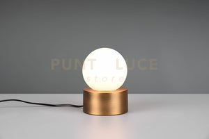 COUNTESS LAMPADA DA TAVOLO BASE IN METALLO OTTONE ANTICATO CON VETRO BIANCO ACCENSIONE TOUCH H. 17CM  1 LUCE ATTACCO E14