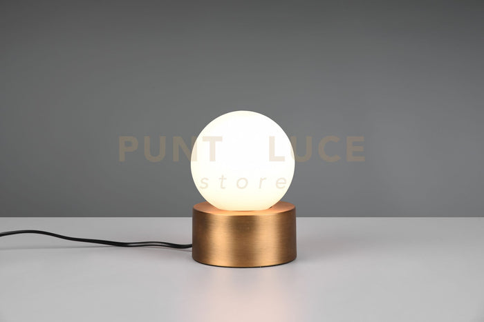 COUNTESS LAMPADA DA TAVOLO BASE IN METALLO OTTONE ANTICATO CON VETRO BIANCO ACCENSIONE TOUCH H. 17CM  1 LUCE ATTACCO E14